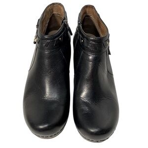 Dansko Dabney Ankle Tassel Booties Black Leather Womens Size EUR 39/8.5-9